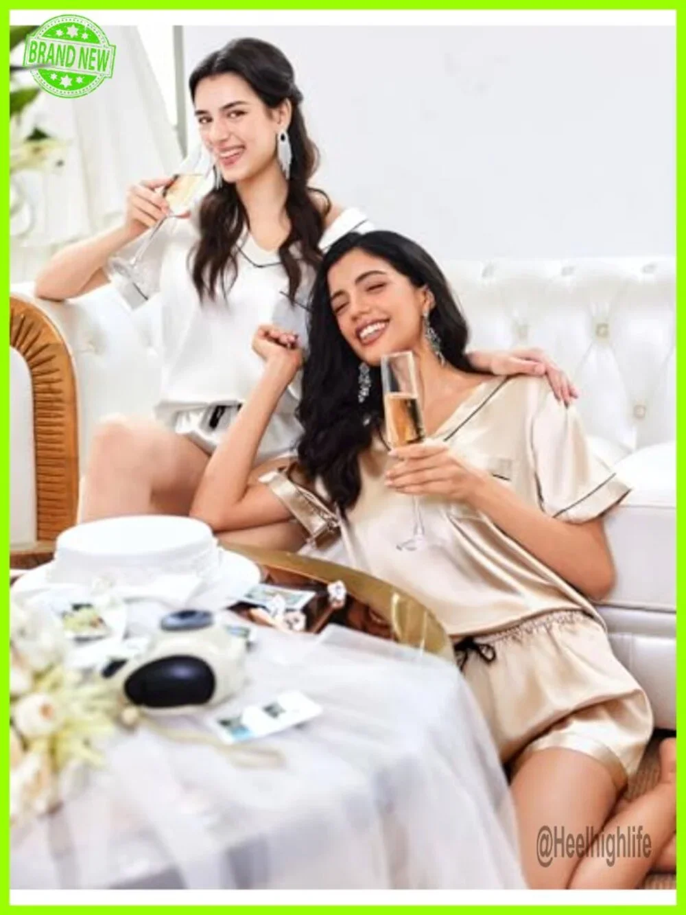 Silk Pajama Set Short Sleeve Satin Pjs Two Piece Sleepwear Loungewear